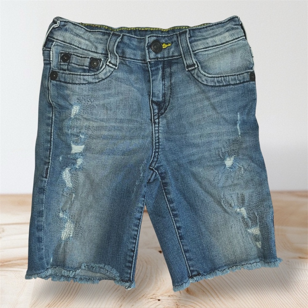 True Religion Shorts Kids 5 Blue Denim Geno Rolled Up Short Adjustable Waist